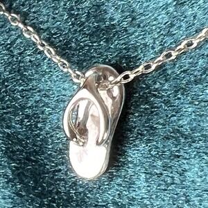 Sterling Silver 925 Necklace &‎ Pendant Beach Sandel Flip Flop Ocean Delicate